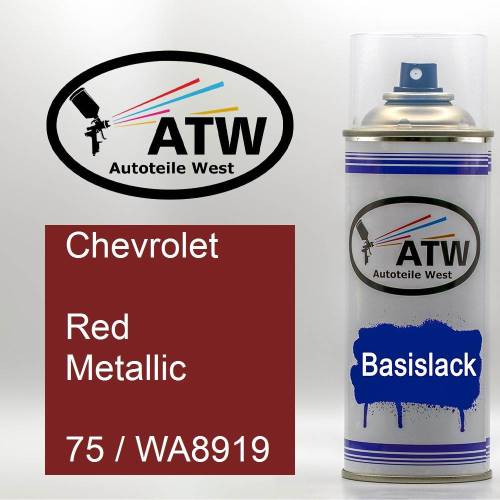 Chevrolet, Red Metallic, 75 / WA8919: 400ml Sprühdose, von ATW Autoteile West.